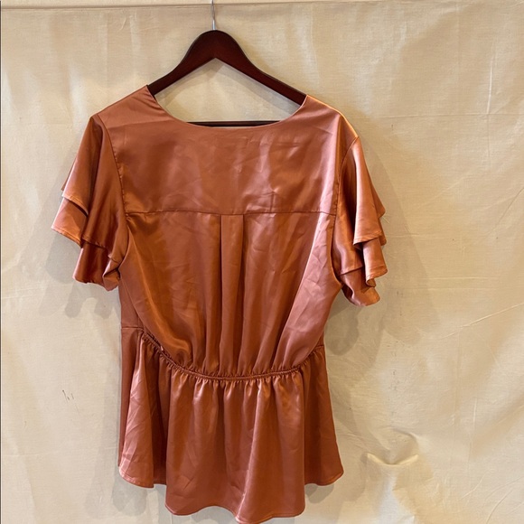 Rust Orange Ruffle Sleeve Blouse - Picture 3 of 3